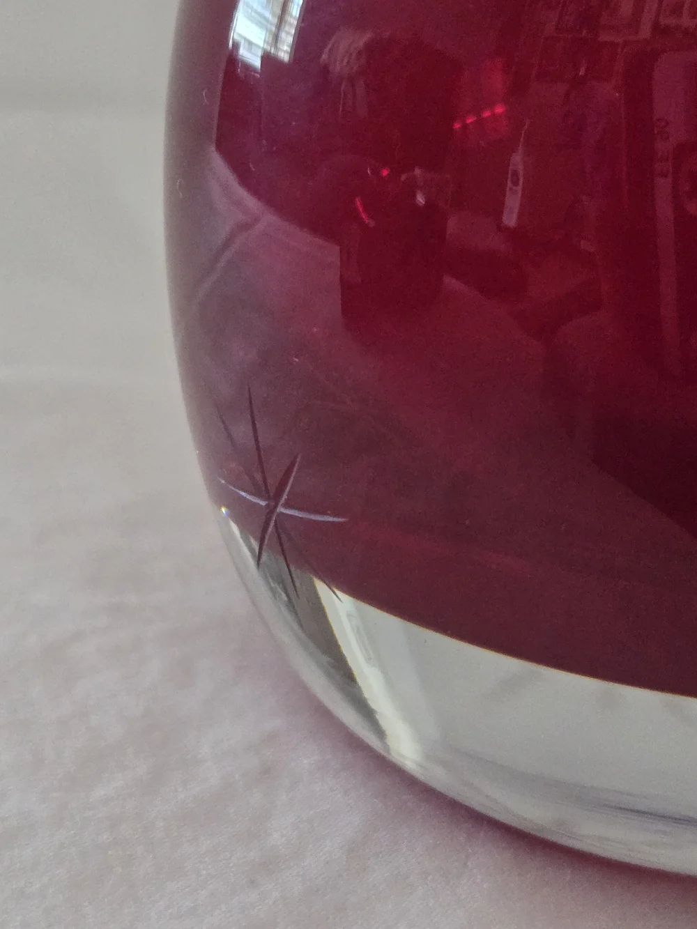 Crate&Barrel Ruby Red Glass Candle Holder